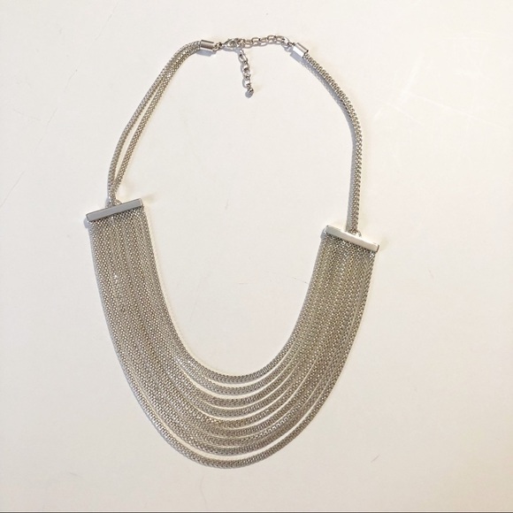 Bohemian Multi Tiered Strand Silver Metal Necklace - Picture 4 of 4